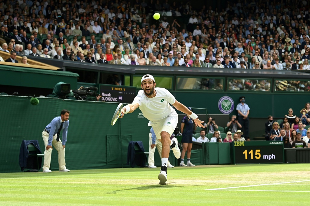Matteo Berrettini lors de la dernière finale de Wimbledon contre Novak Djokovic