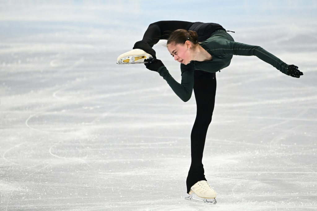 La Russe Kamila Valieva le 13 février 2022 à l'entraînement aux Jeux olympiques de Pékin