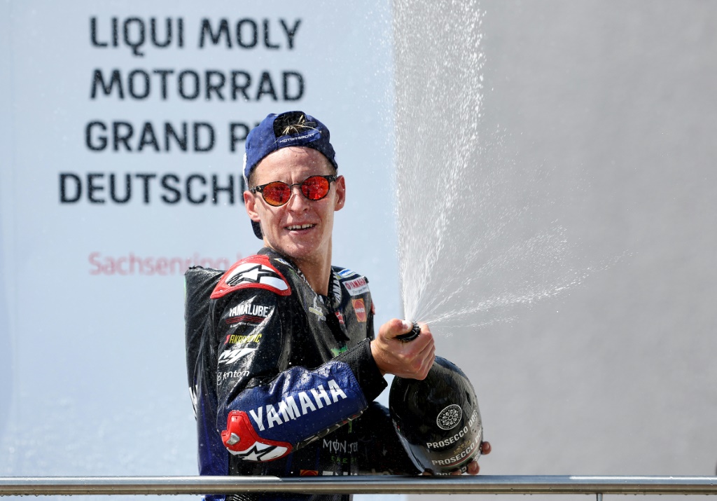 Le pilote Yamaha Fabio Quartararo vainqueur du GP moto d'Allemagne à Sachsenring, le 19 juin 2022
