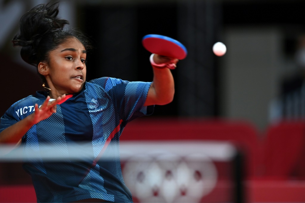 La jeune pongiste Prithika Pavade lors des Jeux olympiques de Tokyo, le 2 août 2021
