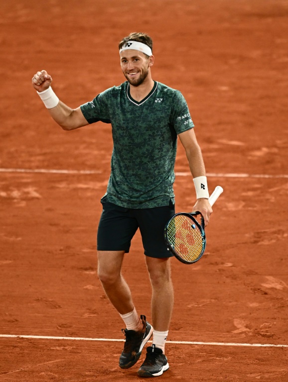 Le Norvégien Casper Ruud après sa victoire en demi-finale de Roland Garros à Paris face au Croate Marin Cilic, le 3 juin 2022.