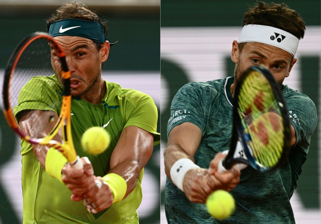 Photomontage de Rafael Nadal et Casper Ruud, adversaires en finale de l'édition 2022 de Roland-Garros