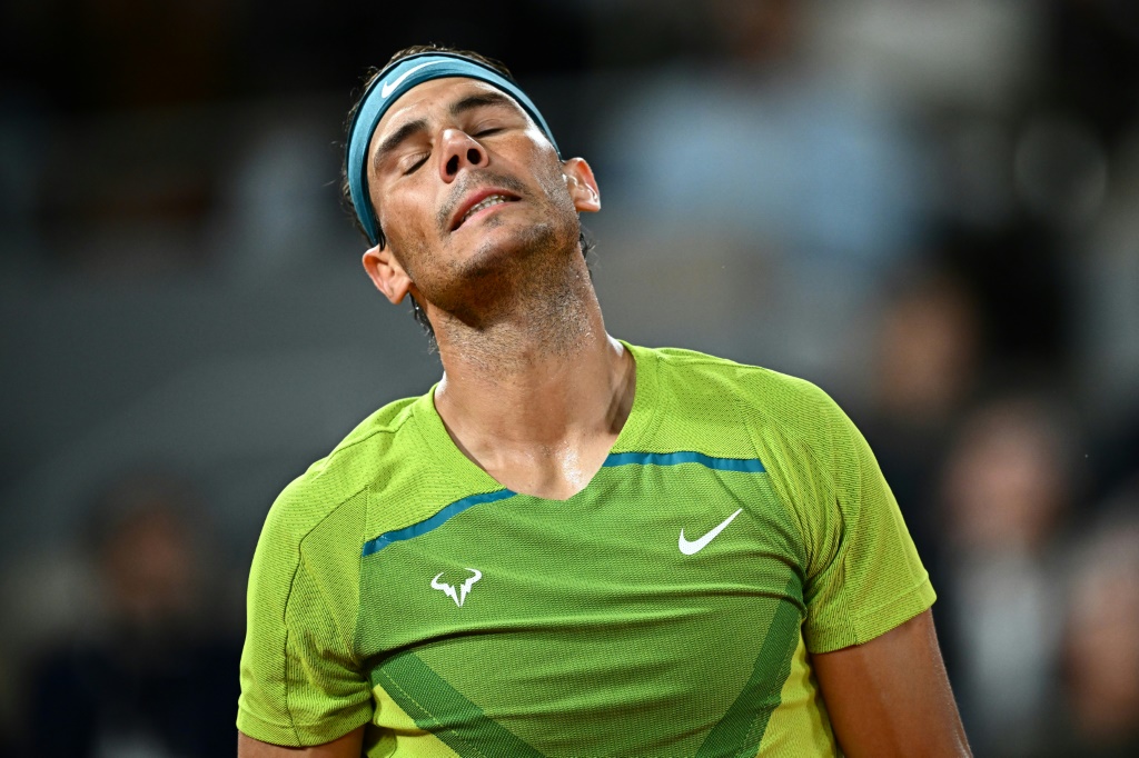 Rafael Nadal lors de son match du 2e tour face au Français Corentin Moutet, le 25 mai 2022 à Roland-Garros,