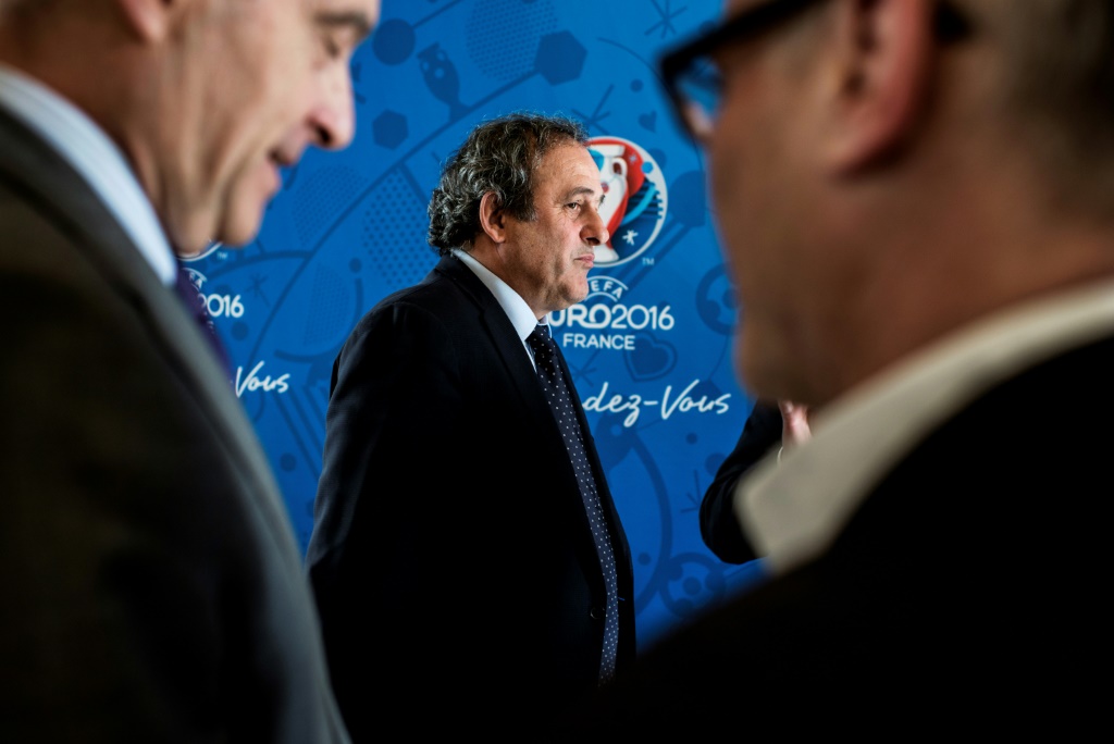Michel Platini lors du comité d'organisation de l'Euro 2016, le 12 mars 2015 à Lyon