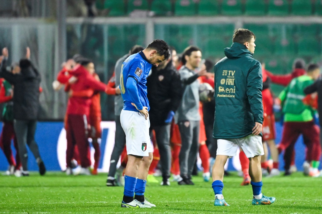 Le défenseur italien Alessandro Florenzi après la défaite contre la Macédoine du Nord le 24 mars 2022 à Palerme, qui a privé l'Italie de la Coupe du monde 2022