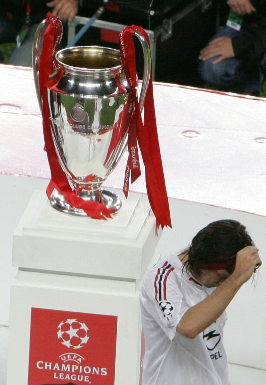 Andrea Pirlo perd la coupe d'Europe avec l'AC Milan, battu par Liverpool à Istanbul, le 25 mai 2005
