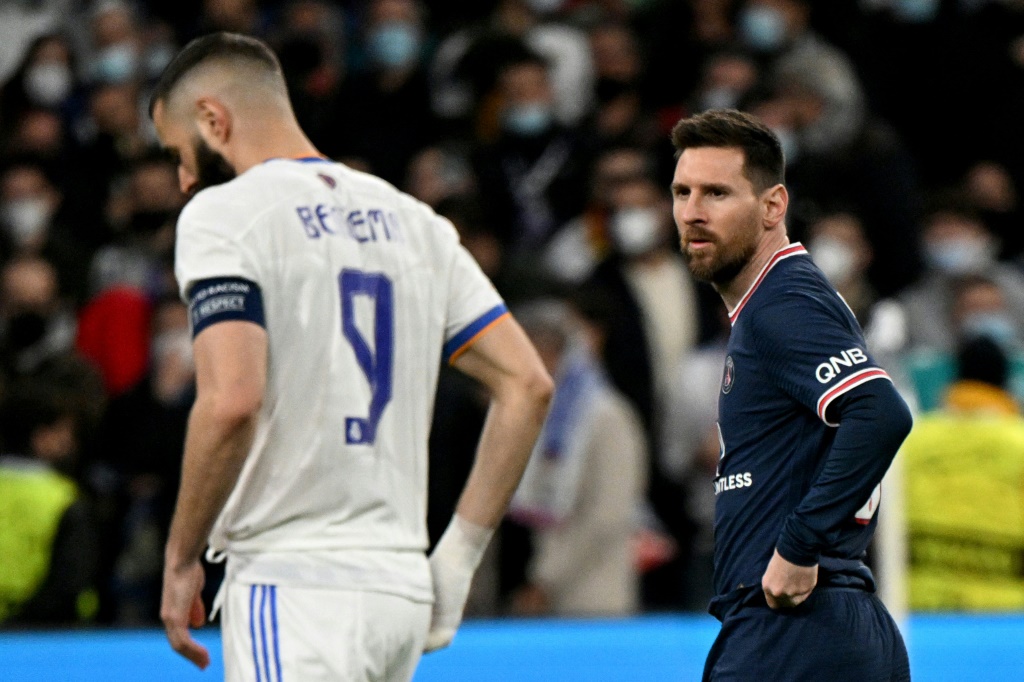 La star du PSG Lionel Messi adversaire du capitaine du Real Karim Benzema en Ligue des champions à Madrid, le 9 mars 2022