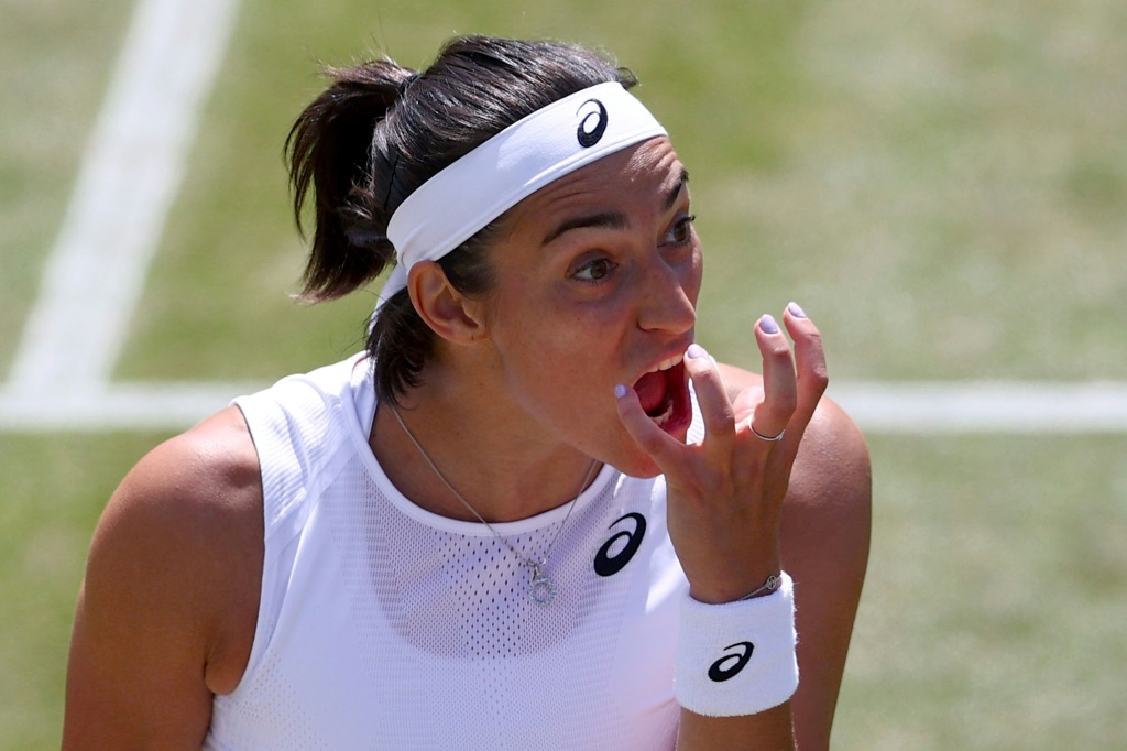 Caroline Garcia lors de sa défaite en 8e de finale de Wimbledon contre la Tchèque Marie Bouzkova le 3 juillet 2022