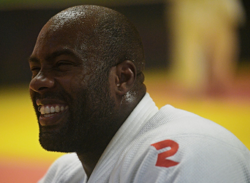 Le judoka français Teddy Riner lors d'une séance d'entraînement à Rio de Janeiro