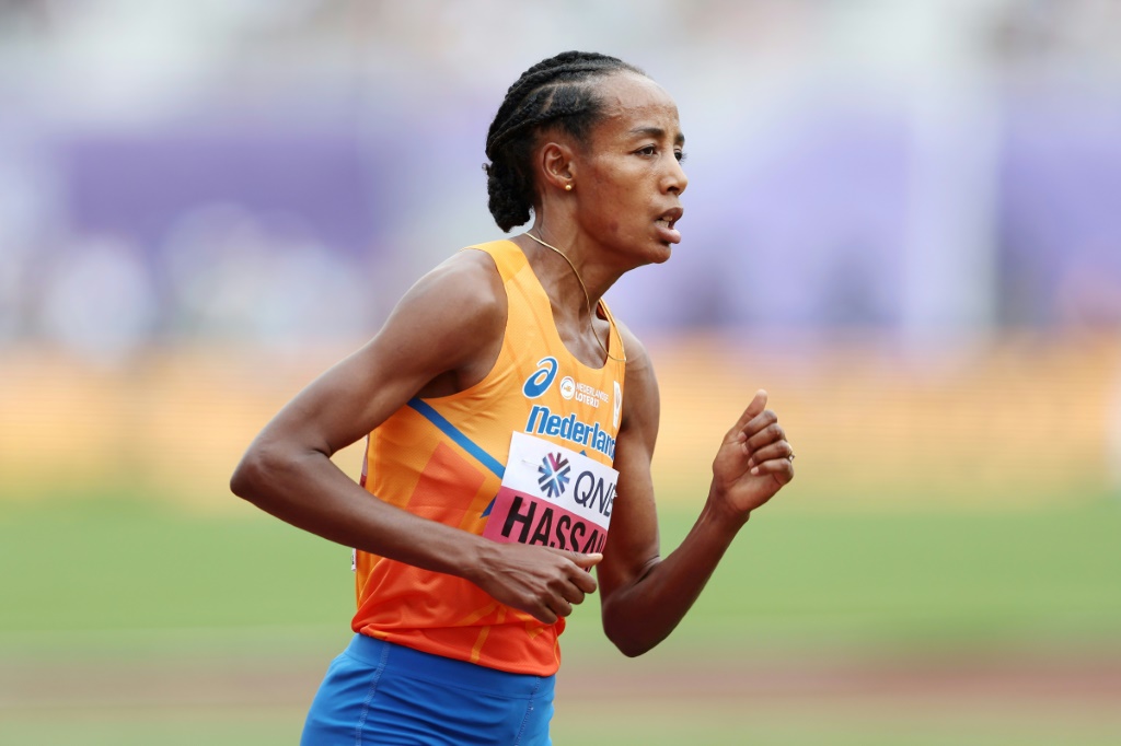 La double championne olympique Sifan Hassan, lors de la finale du 10 km des Championnats du monde d'athlétisme à Eugene, aux Etats-Unis, le 16 juillet.