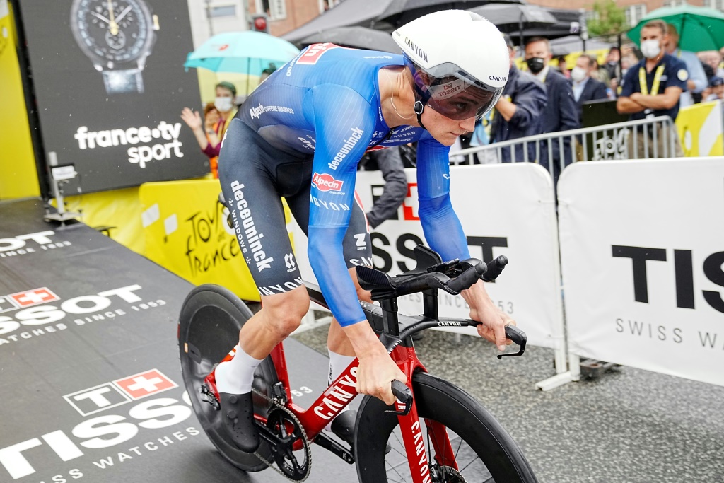 Le coureur d'Alpecin Mathieu Van Der Poel au départ de la première étape du Tour de France à Copenhague, le 1er juillet 2022