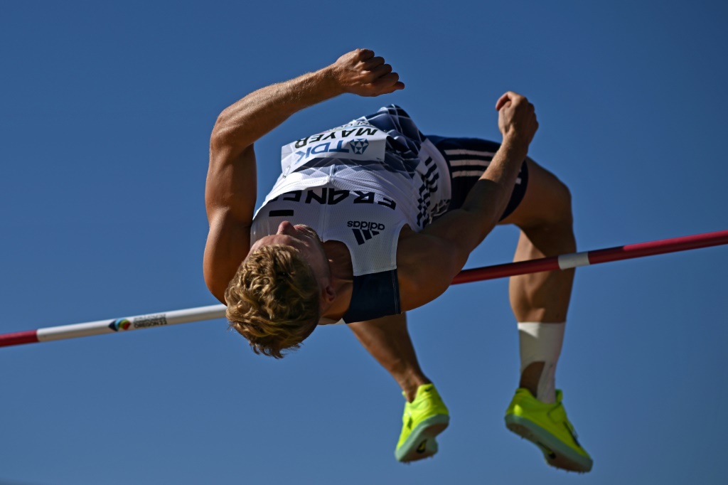 Kevin Mayer Kevin Mayer lors de l'épreuve de saut en hauteur du décathlon des Mondiaux d'athlétisme, le 23 juillet 2022 à Eugene, aux Etats-Unis