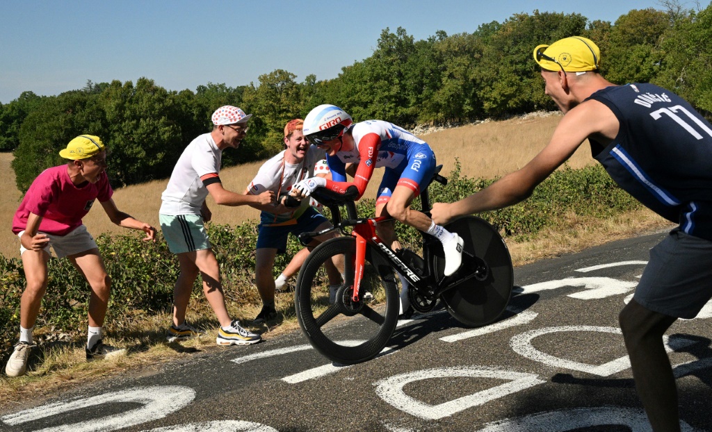 Le Français David Gaudu, lors du contre-la-montre de la 20e étape du Tour de France, entre Lacapelle-Marival et Rocamadour, le 23 juillet 2022