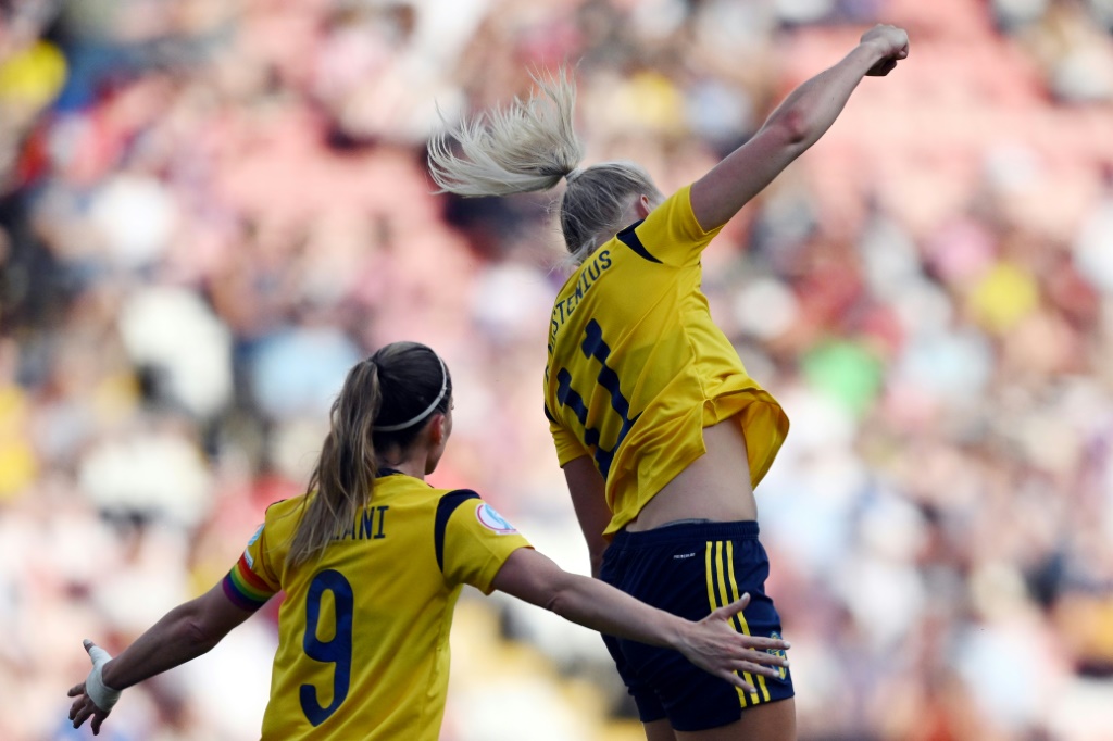 Les Suédoises trop fortes pour le Portugal (5-0) à l'Euro, le 17 juillet 2022 à Leigh
