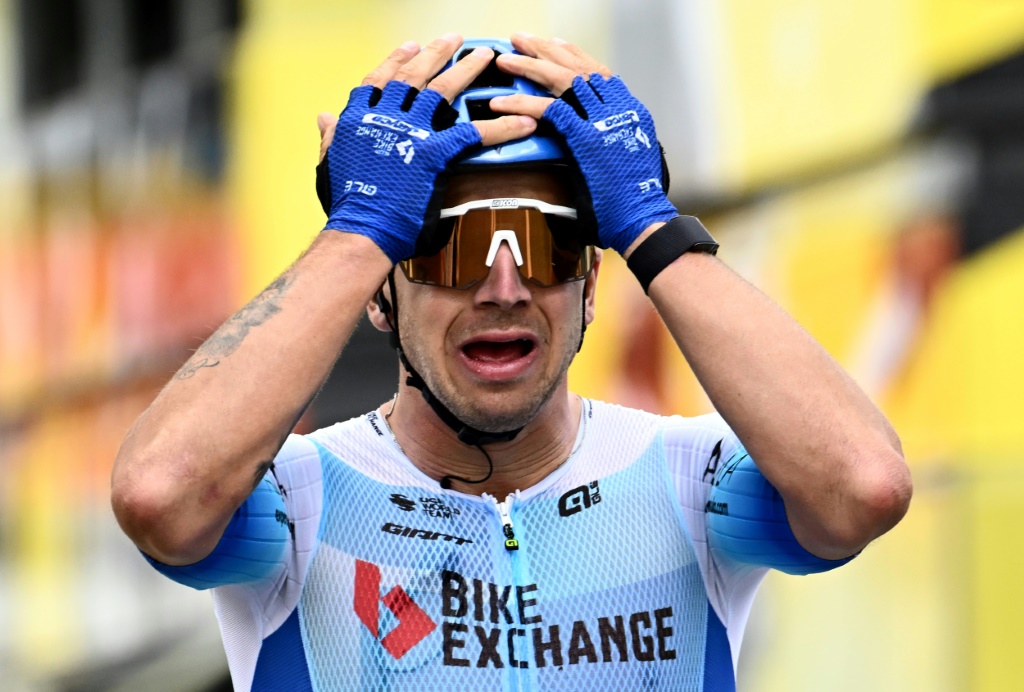 Dylan Groenewegen n'en revient pas, il vient de remporter la 3e étape du Tour de France à Sonderborg, le 3 juillet 2022