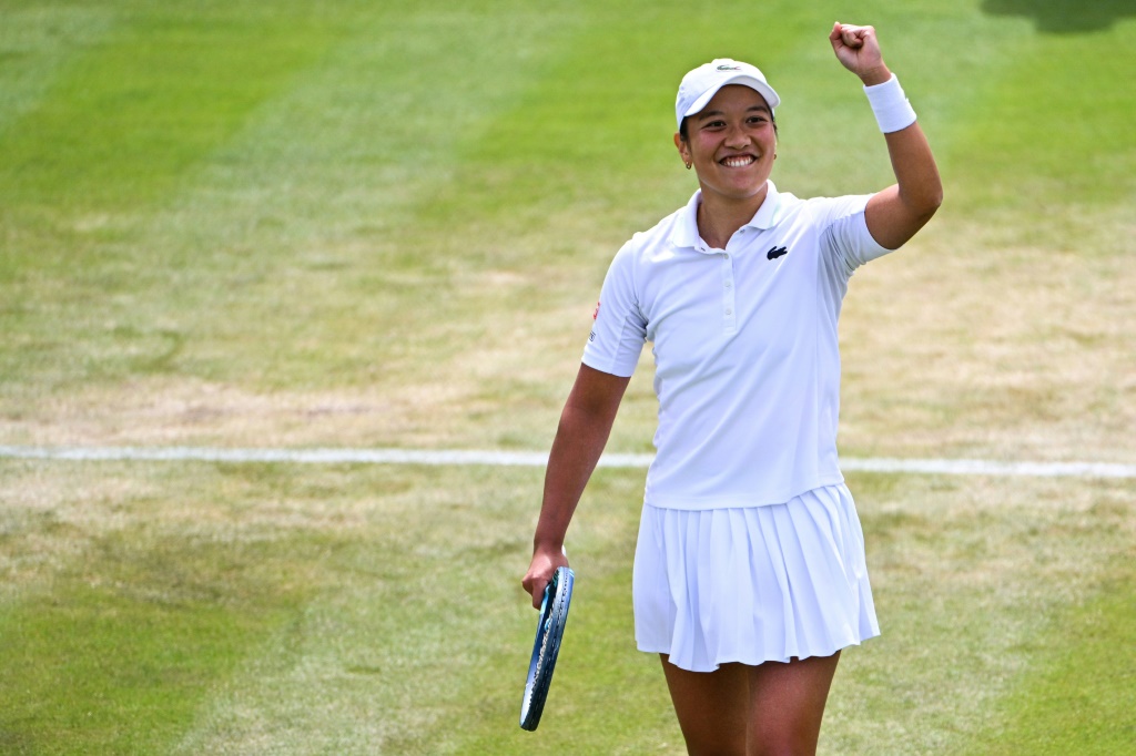 Harmony Tan ravie de sa victoire contre la Britannique Katie Boulter à Wimbledon,le 2 juillet 2022