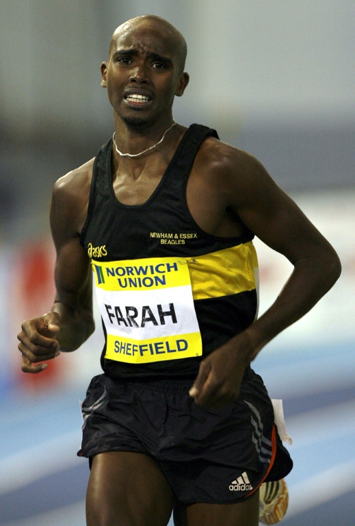 Mo Farah à ses débuts sur 3.000 m aux championnats du Royaume-Uni le 11 février 2007 à Sheffield