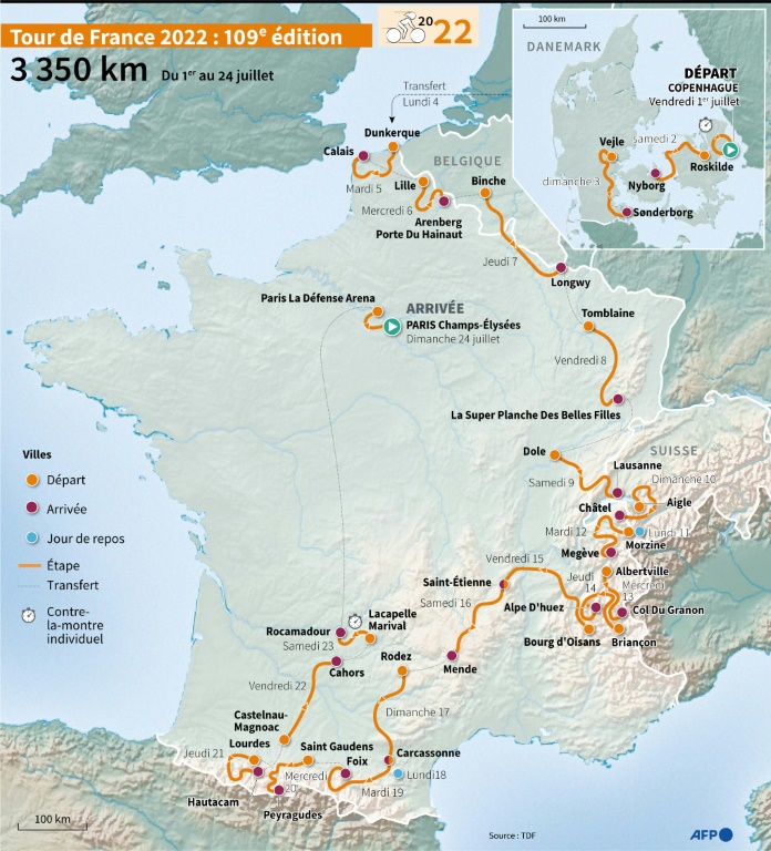 Parcours de la 109e édition du Tour de France