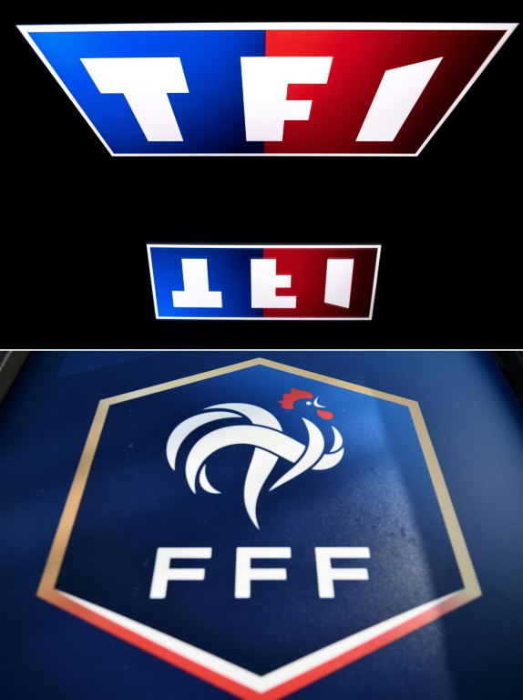 Montage des logos de TF1 et de la Fédération Française de Football (FFF), qui ont annoncé, le 22 juillet 2022, avoir conclu un accord pour l'acquisition exclusive des droits des Bleus jusqu'en 2028
