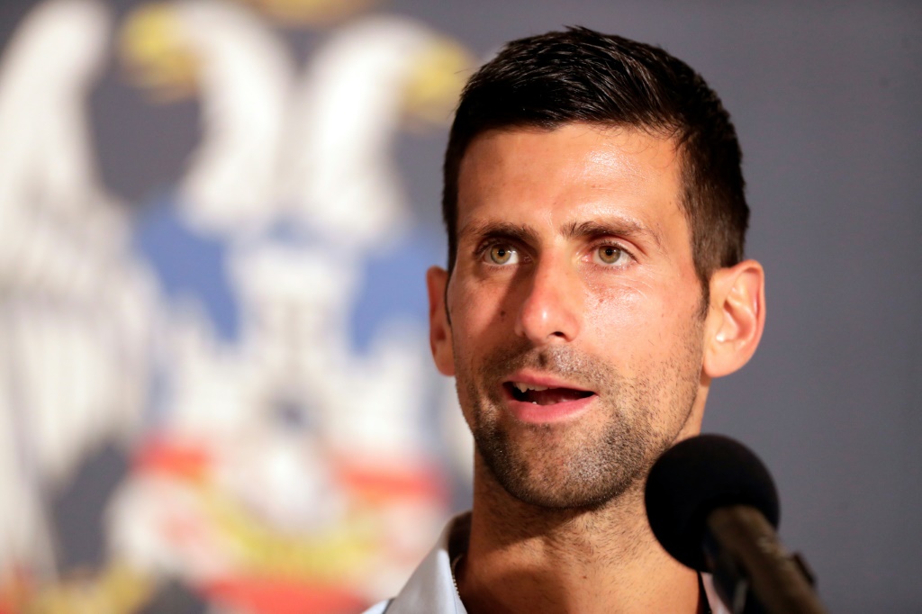 Le Serbe Novak Djokovic lors d'une conférence de presseà Belgrade le 11 juillet 2022