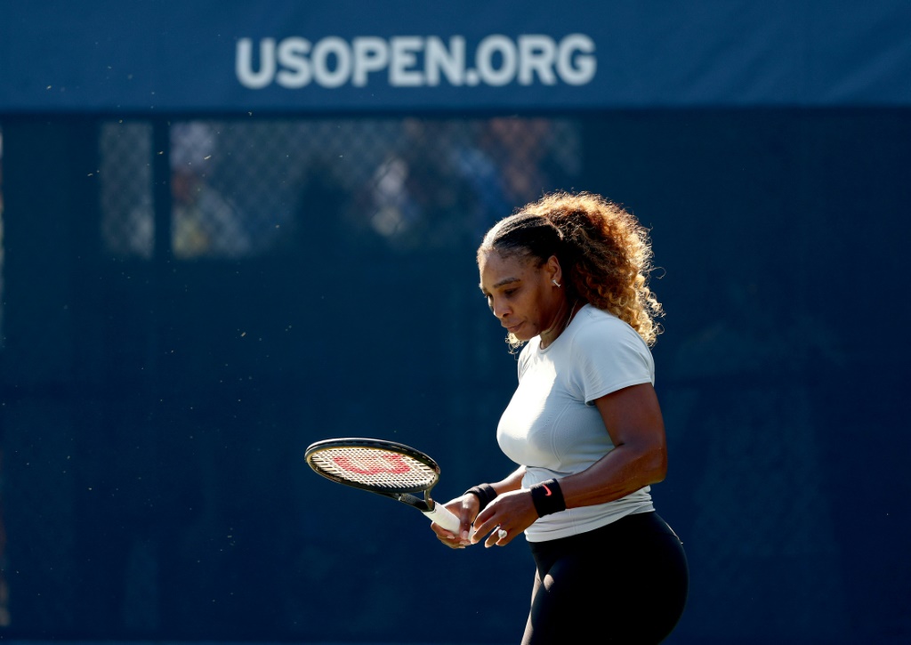 Serena Williams à l'entraînement pour l'US Open à New York