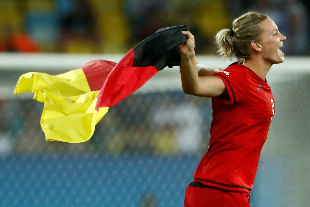 Alexandra Popp sacrée championne olympique avec l'Allemagne aux Jeux de Rio , le 19 août 2016