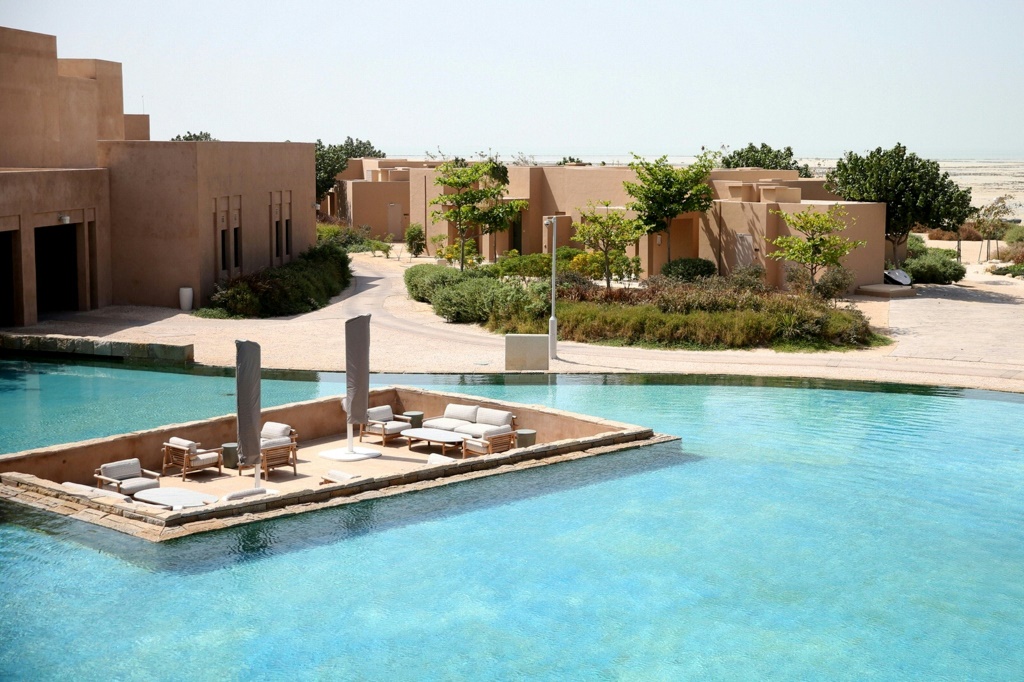 Vue du Zulal Wellness Resort, un palace situé à 100 km de Doha, le 14 mars 2022