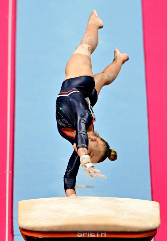 Aline Friess en finale du saut des Championnats d'Europe de gymnastique artistique, le 14 août 2022 à Munich