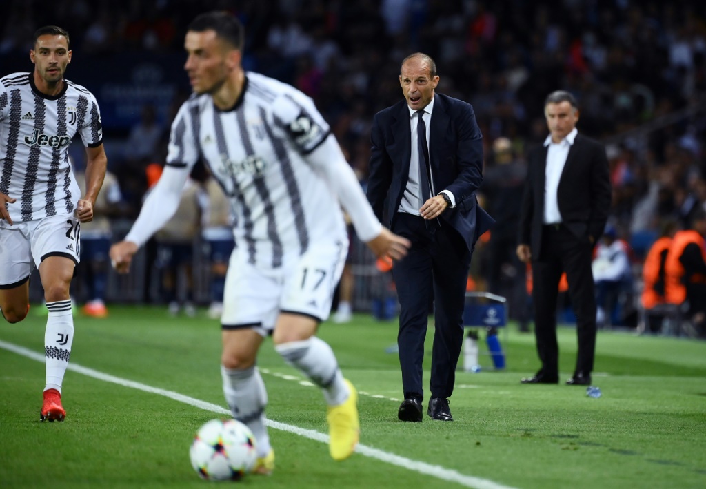 L'entraîneur de la Juventus Turin Massimiliano Allegri lors du match de Ligue des champions face au Paris SG le 6 septembre 2022 au Parc des Princes