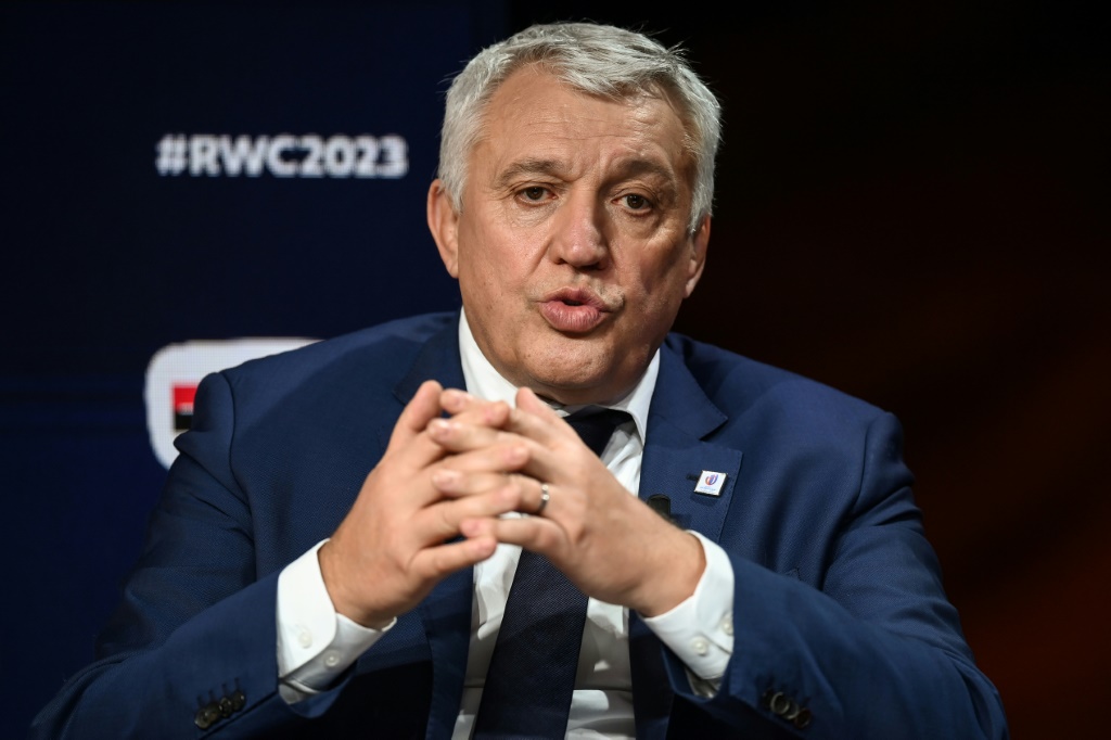 Le directeur général de la Coupe du monde 2023 de rugby Claude Atcher lors d'une conférence de presse le 14 décembre 2020 à Paris