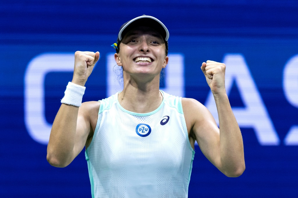 La Polonaise Iga Swiatek après sa victoire face à la Bélarusse Aryna Sabalenka en demi-finale de l'US Open