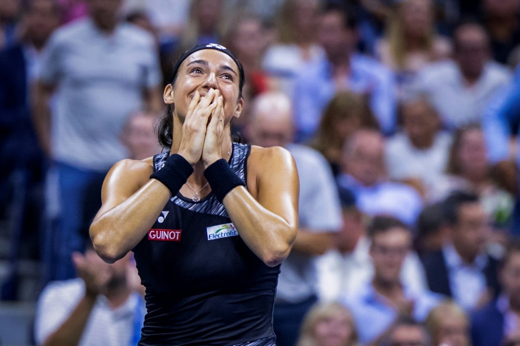 La joueuse française Caroline Garcia après sa victoire en quarts de finale de l'US Open face à l'Américaine Cori Gauff, le 6 septembre 2022 à New York