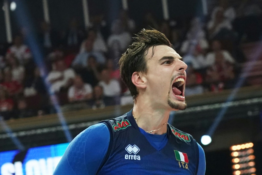 l'Italien Simone Giannelli lors de la finale du Mondial de volley contre la Pologne, le 11 septembre 2022 à Katowice