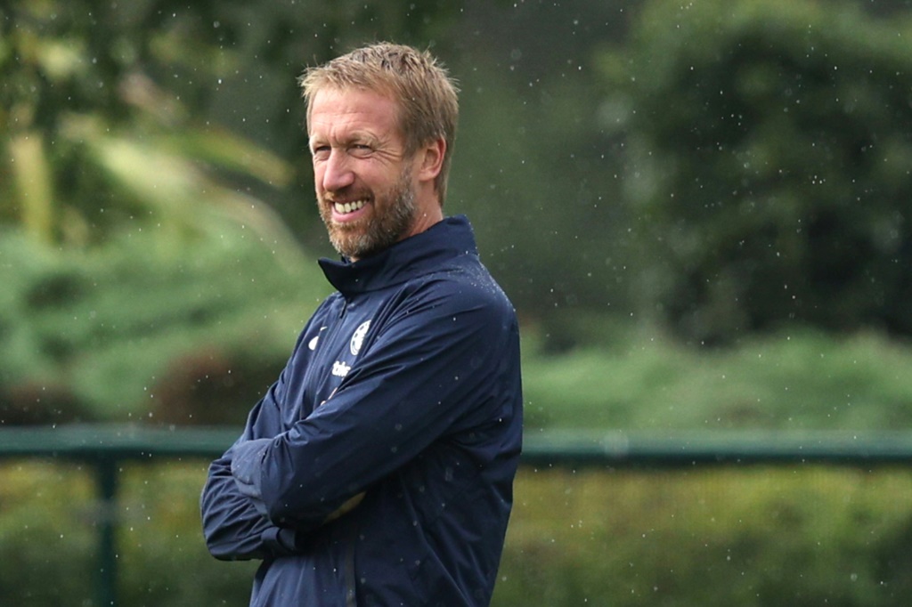 Le nouvel entraîneur de Chelsea Graham Potter lors d'une session d'entraînemement à la veille du match de Ligue des champions face à Salzbourg le 13 septembre 2022 à Londres