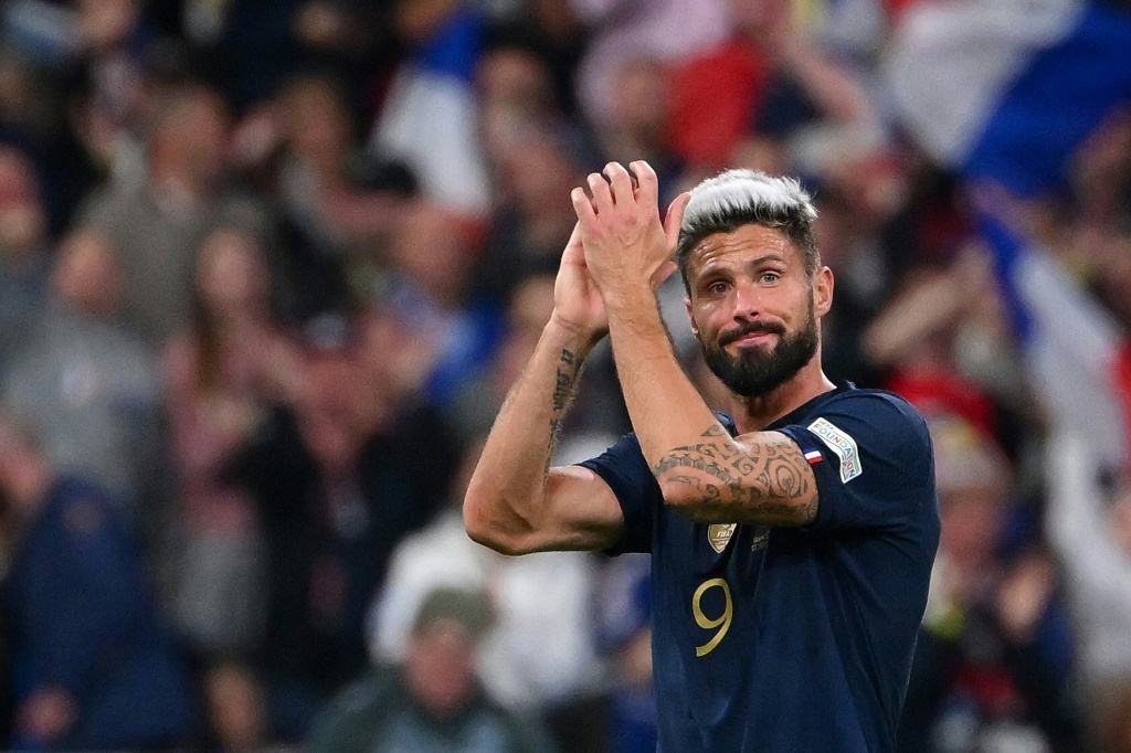L'attaquant de l'équipe de France Olivier Giroud face à l'Autriche en Ligue des nations au stade de France, le 22 septembre 2022
