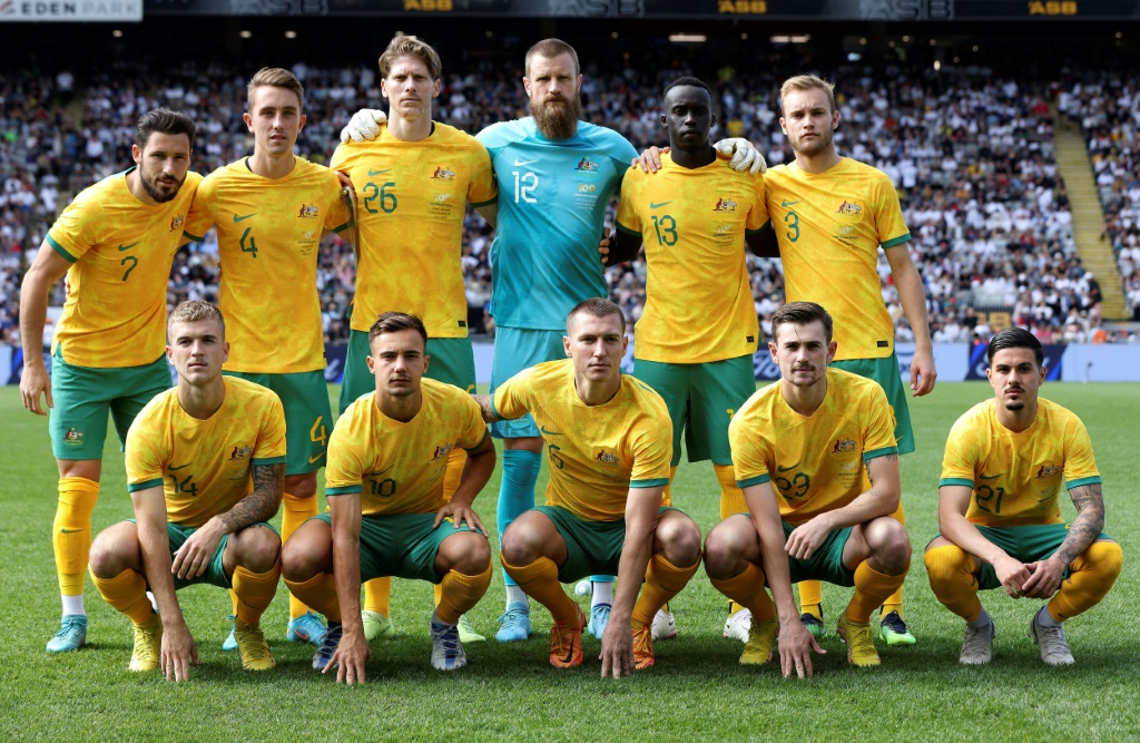 Les joueurs de l'équipe d'Australie le 25 septembre 2022 avant un match amical contre la Nouvelle-Zélande à Auckland