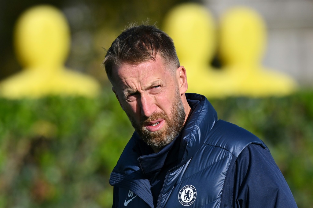 L'entraîneur de Chelsea Graham Potter lors d'une séance d'entraînement à Londres le 24 octobre 2022.
