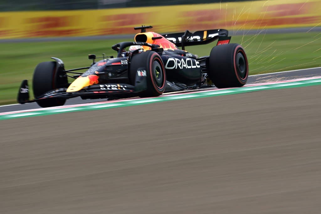 Max Verstappen (Red Bull Racing en action pendant la 3e séance d'essais libres pour le GP du Japon, le 8 octobre 2022 sur le circuit de Suzuka.