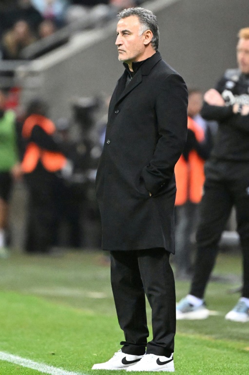 L'entraîneur du PSG Christophe Galtier lors du match à Reims, le 8 octobre 2022
