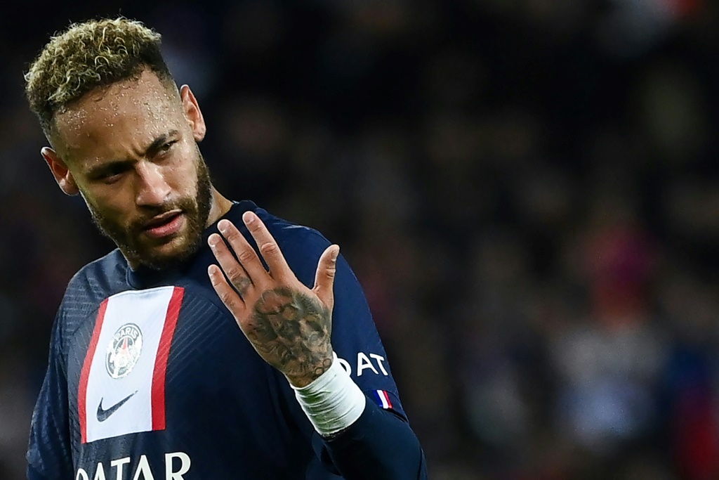 L'attaquant brésilien du Paris SG Neymar lors du match de Ligue des champions contre le Benfica Lisbonne, le 11 octobre 2022 au Parc des Princes