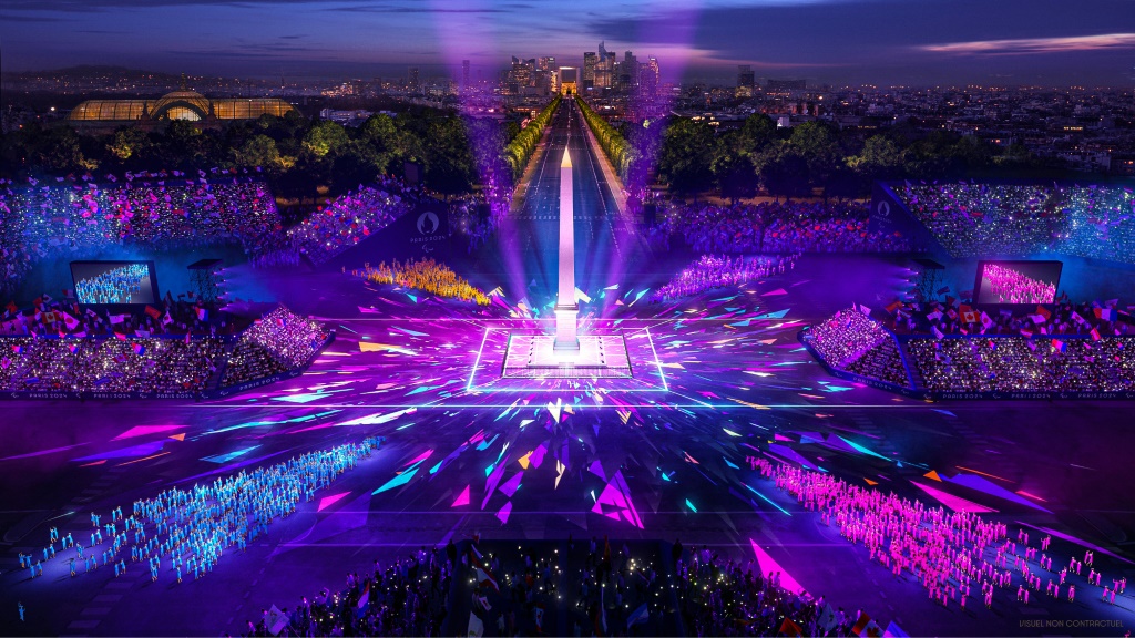 Photo d'illustration diffusée le 20 octobre 2022 par le Comité Olympique Paris 2024 montrant la cérémonie d'ouverture des Jeux paralympiques place de la Concorde à Paris