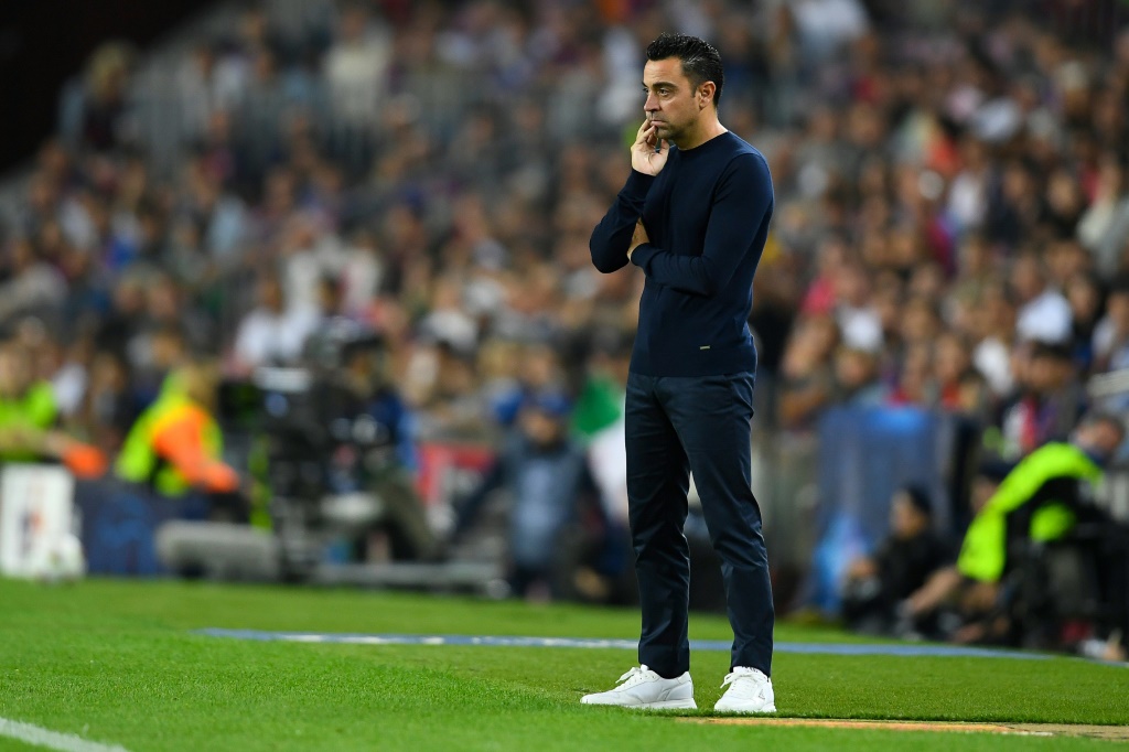 L'entraîneur du Barça Xavi lors du match contre le Bayern, le 26 octobre 2022 au Camp Nou
