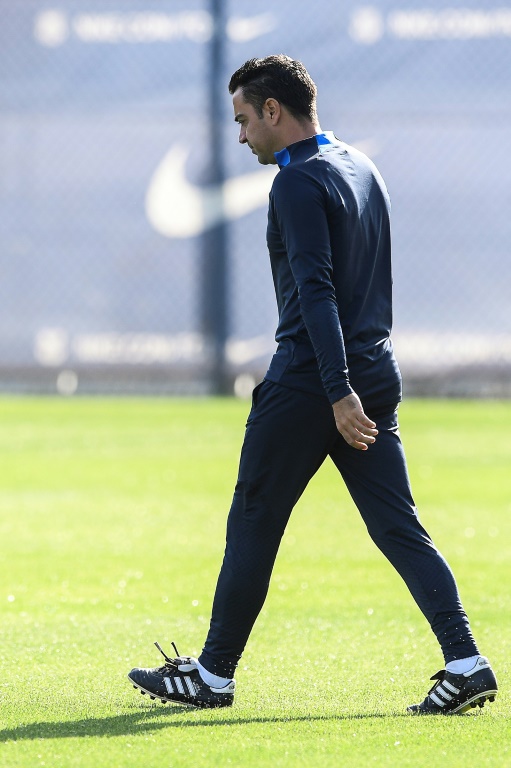 L'entraîneur espagnol du FC Barcelone coach Xavi lors d'un entraînement avant le match de Ligue des champions face au Bayern Munich le 25 octobre à Barcelone
