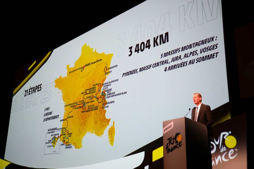 Le directeur du Tour de France Christian Prudhomme lors de la présentation du parcours de l'édition 2023, le 27 octobre 2022 à Paris