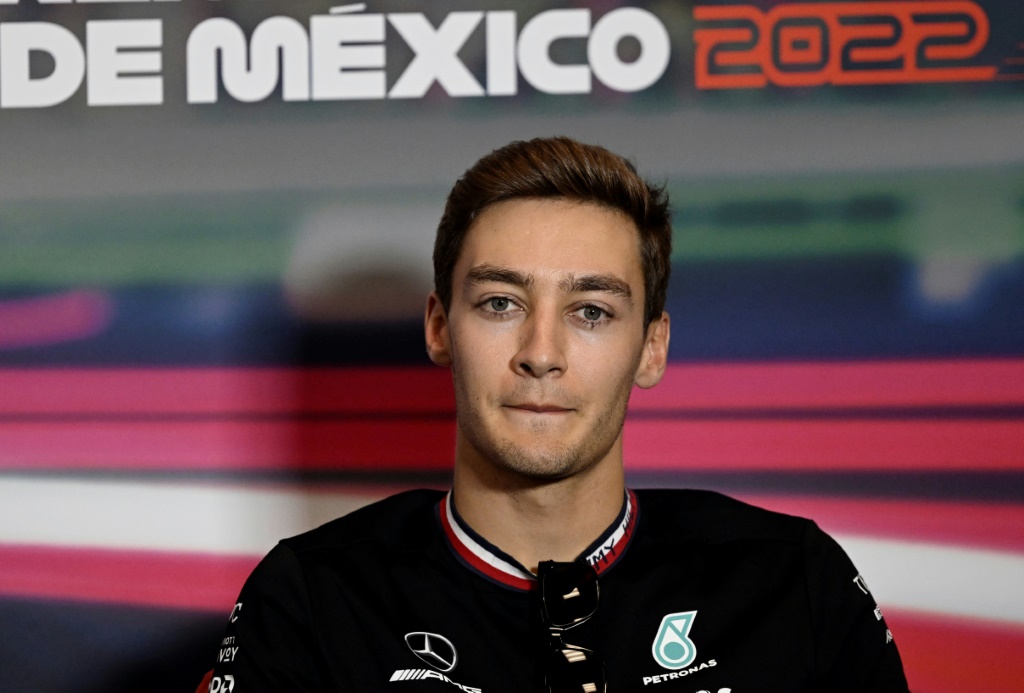 Le pilote britannique George Russell (Mercedes), en conférence de presse le 27 octobre 2022 à Mexico, trois jours avant le GP de F1 du Mexique