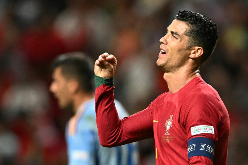 L’attaquant portugais Cristiano Ronaldo lors d'un match entre le Portugal et l’Espagne en Ligue des Nations de l’UEFA