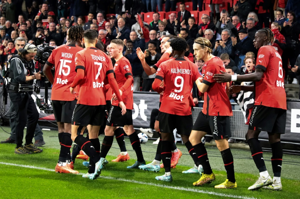 Les joueurs de Rennes lors du match de Ligue 1 contre Toulouse