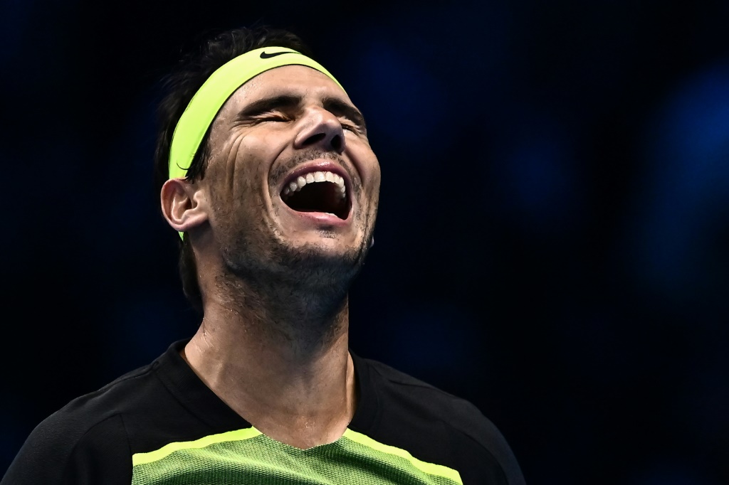 Rafael Nadal le 17 novembre 2022 lors de sa victoire contre Casper Ruud aux Masters de Turin. L'Espagnol n'avait plus gagné depuis son élimination en huitièmes de finale de l'US Open