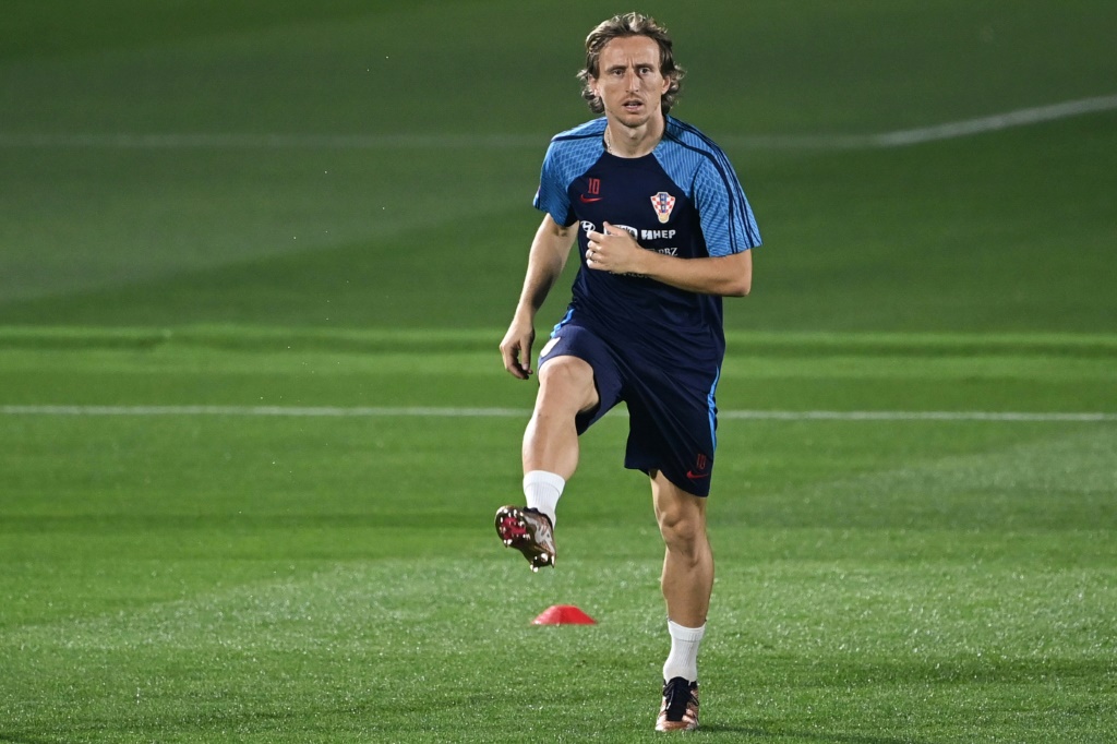 Le milieu de terrain croate Luka Modric à l'entraînement à Doha le 18 novembre 2022