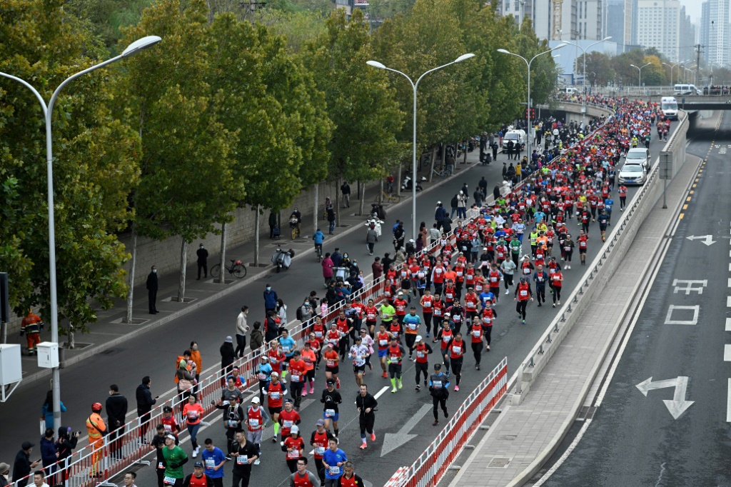 Le marathon de Pékin, pour sa première édition après deux ans d'arrêt dû au Covid, le 5 novembre 2022